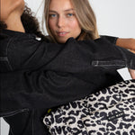 padded tote bag large + strap basic woven slim - leo splashes black/sand - VIVI MARI