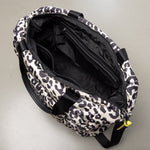 padded tote bag large + strap basic woven slim - leo splashes black/sand - VIVI MARI