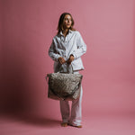 padded tote bag large + strap basic woven slim - leo splashes grey/sand - VIVI MARI