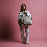 padded tote bag large + strap basic woven slim - leo splashes grey/sand - VIVI MARI