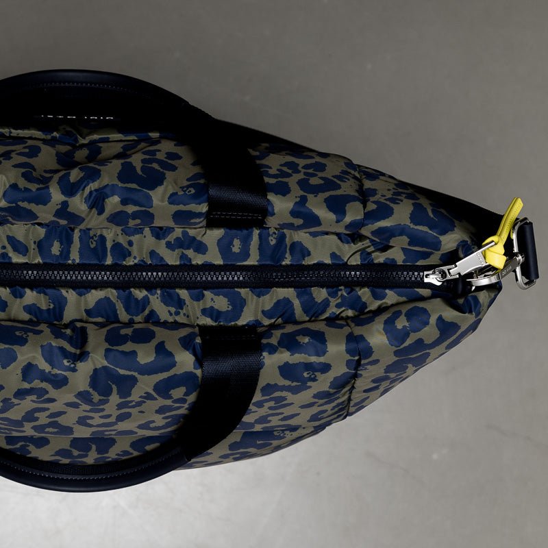 padded tote bag large + strap basic woven slim - leo splashes navy/olive - VIVI MARI