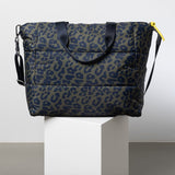 padded tote bag large + strap basic woven slim - leo splashes navy/olive - VIVI MARI