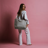 padded tote bag large + strap basic woven slim - stone - VIVI MARI