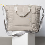 padded tote bag large + strap basic woven slim - stone - VIVI MARI