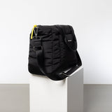padded tote bag medium + strap basic woven slim - black - VIVI MARI
