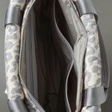 padded tote bag medium + strap basic woven slim - leo splashes grey/sand - VIVI MARI