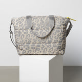 padded tote bag medium + strap basic woven slim - leo splashes grey/sand - VIVI MARI