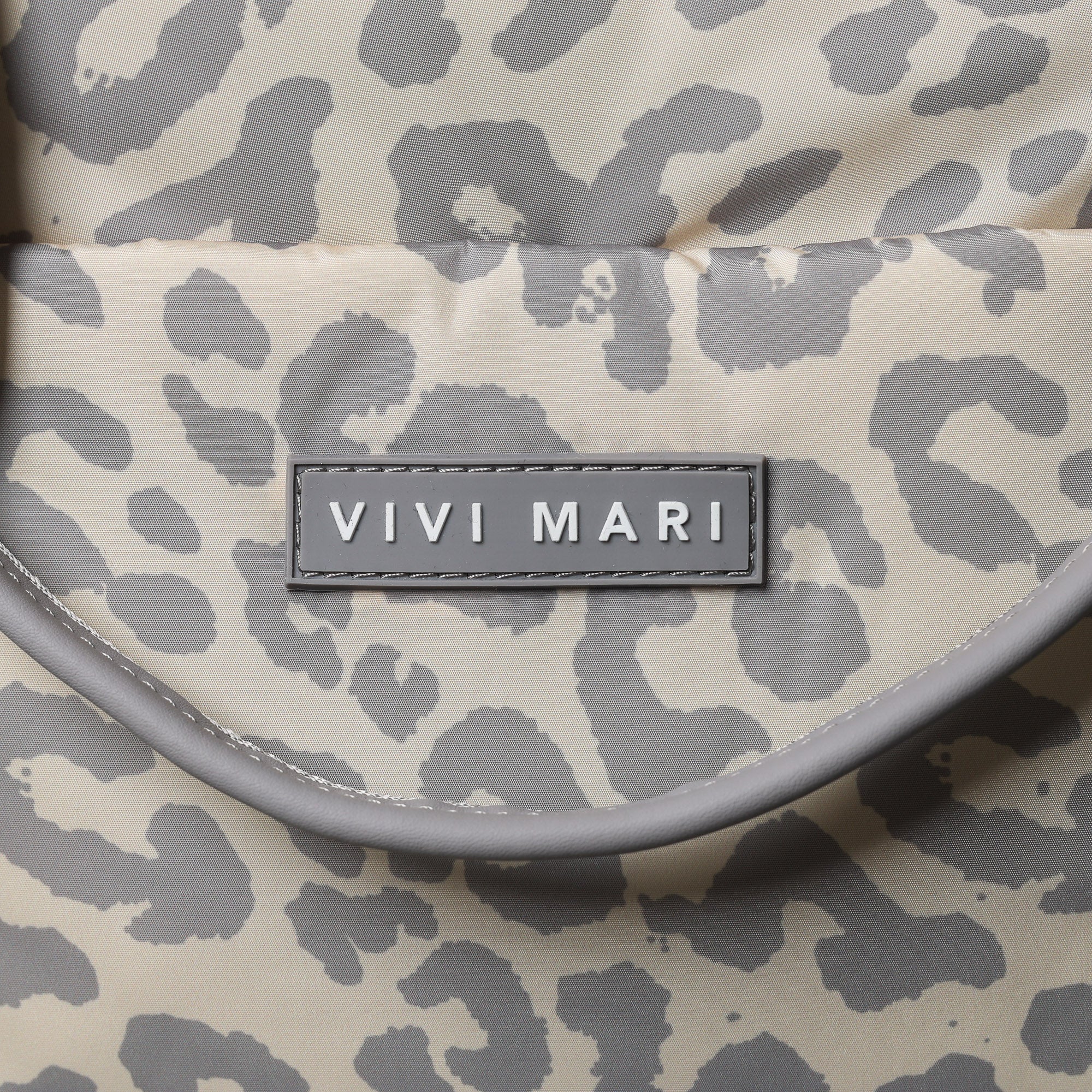 padded tote bag medium + strap basic woven slim - leo splashes grey/sand - VIVI MARI