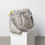 padded tote bag medium + strap basic woven slim - leo splashes grey/sand - VIVI MARI