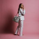 padded tote bag medium + strap basic woven slim - stone - VIVI MARI