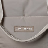 padded tote bag medium + strap basic woven slim - stone - VIVI MARI