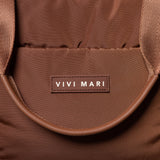 padded tote bag medium + strap basic woven slim - tan - VIVI MARI