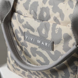 padded tote bag small + strap basic woven slim - leo splashes grey/sand - VIVI MARI