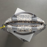 padded tote bag small + strap basic woven slim - leo splashes grey/sand - VIVI MARI