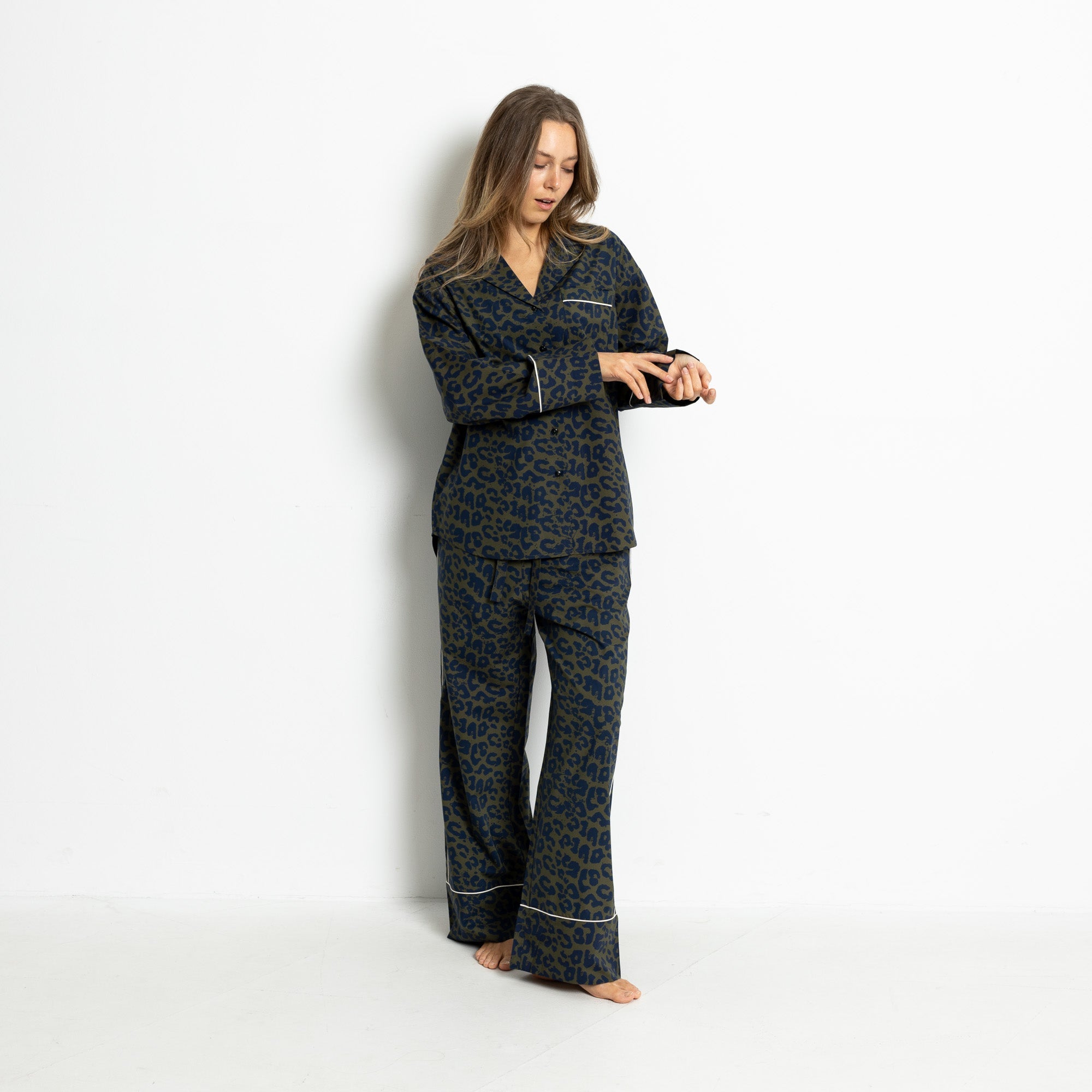 Pyjama Pants - leo splashes navy/olive - VIVI MARI
