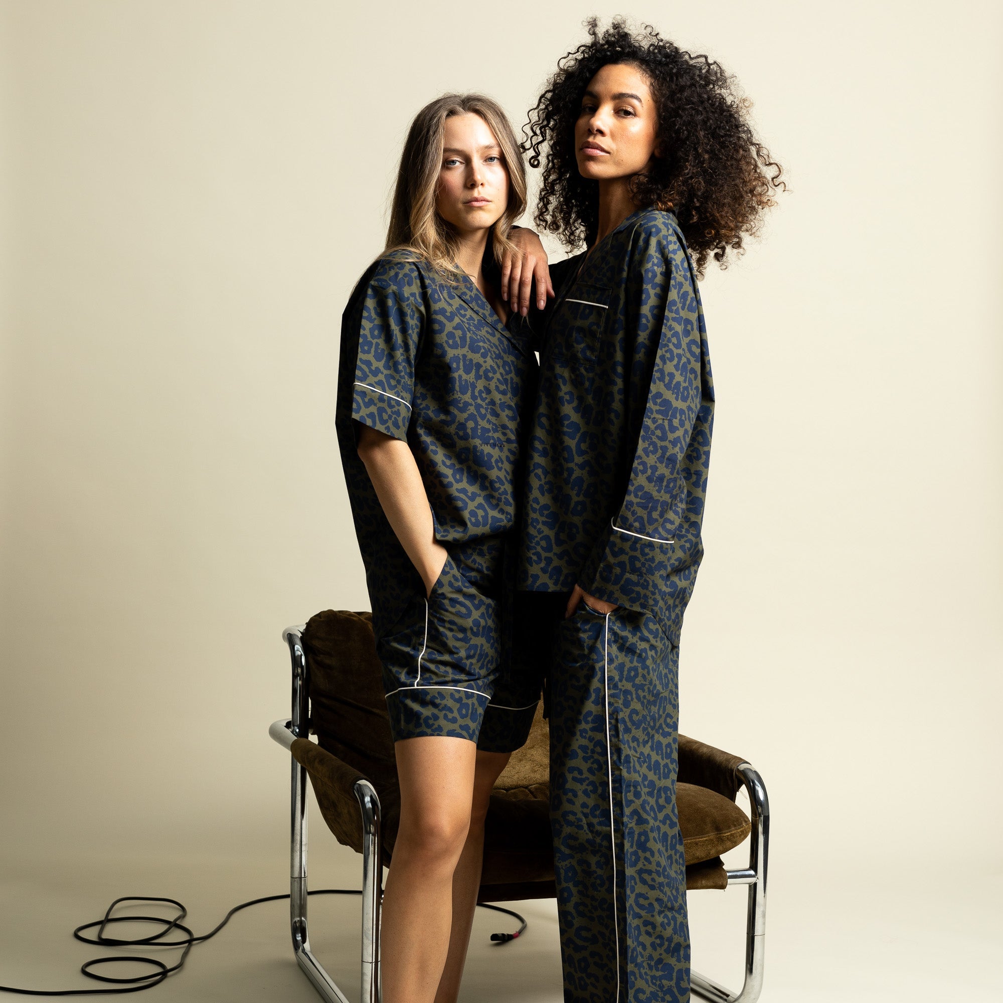 Pyjama Pants - leo splashes navy/olive - VIVI MARI
