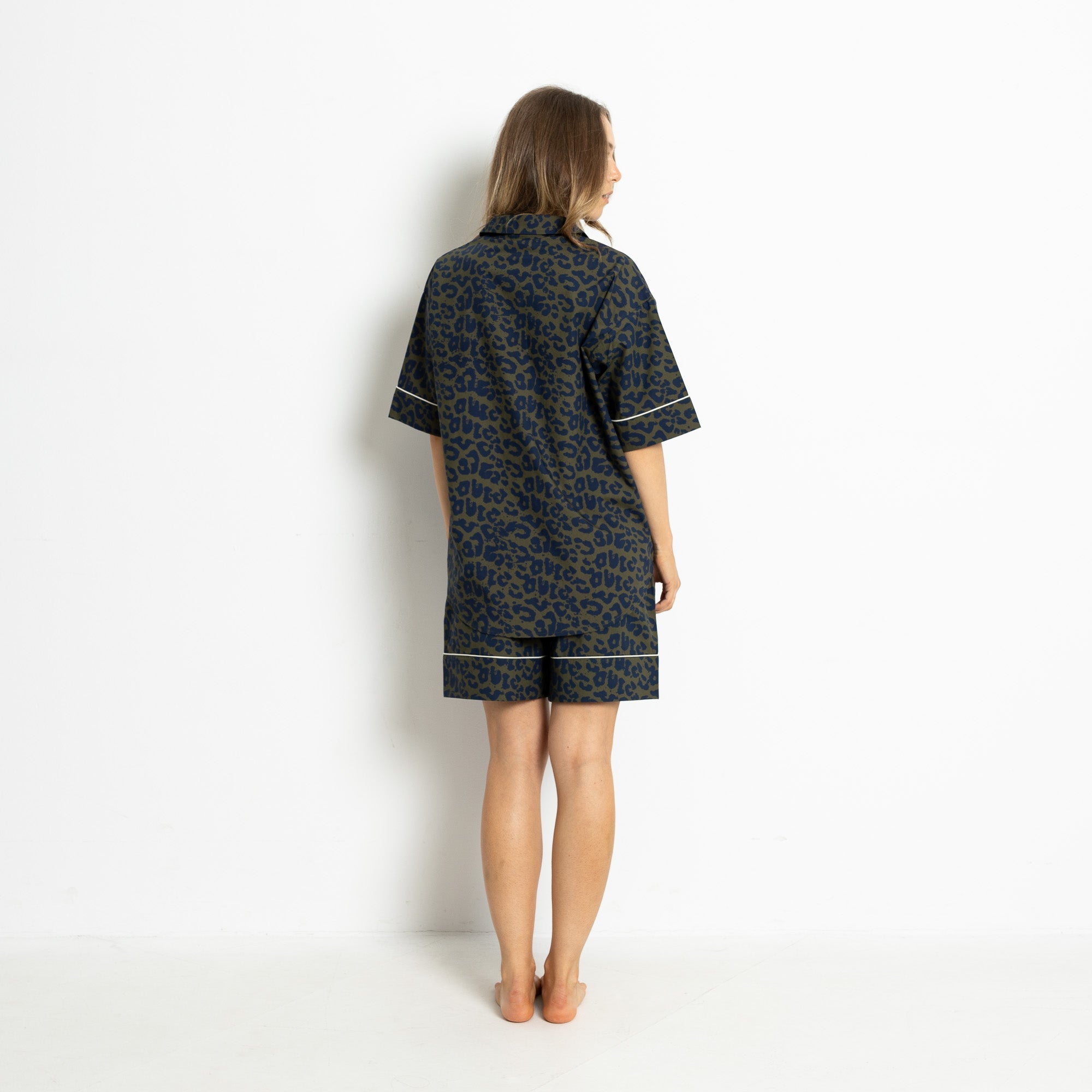 Pyjama Set (Shorts + Shirt short sleeve) - leo splashes navy/olive - VIVI MARI