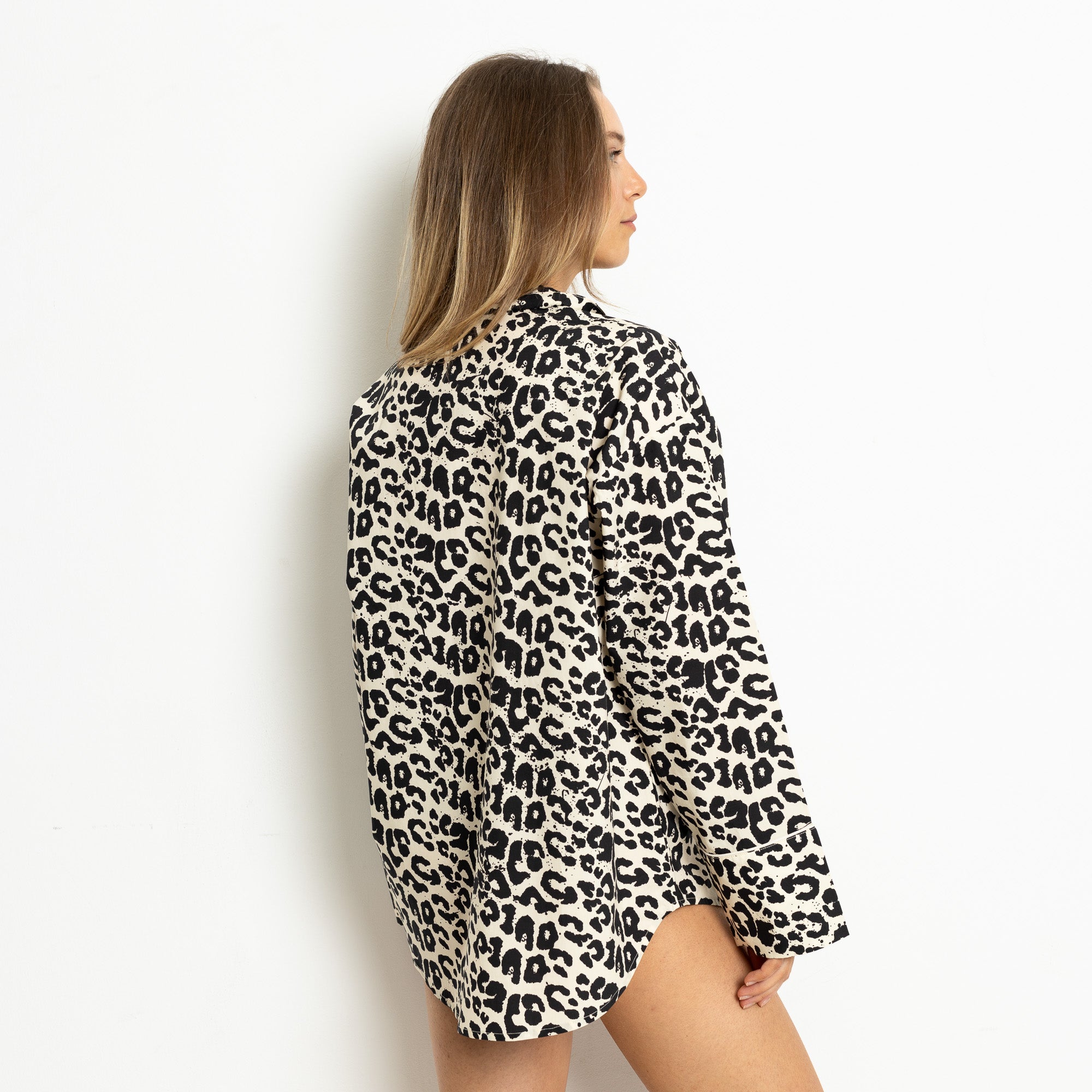 Pyjama Shirt long sleeve - leo splashes black/sand - VIVI MARI