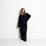 Pyjama Shirt long sleeve - solid navy - VIVI MARI