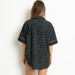 Pyjama Shirt short sleeve - leo splashes navy/olive - VIVI MARI
