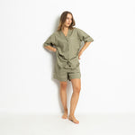 Pyjama Shirt short sleeve - solid pale olive - VIVI MARI