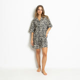Pyjama Shorts - leo splashes black/sand - VIVI MARI
