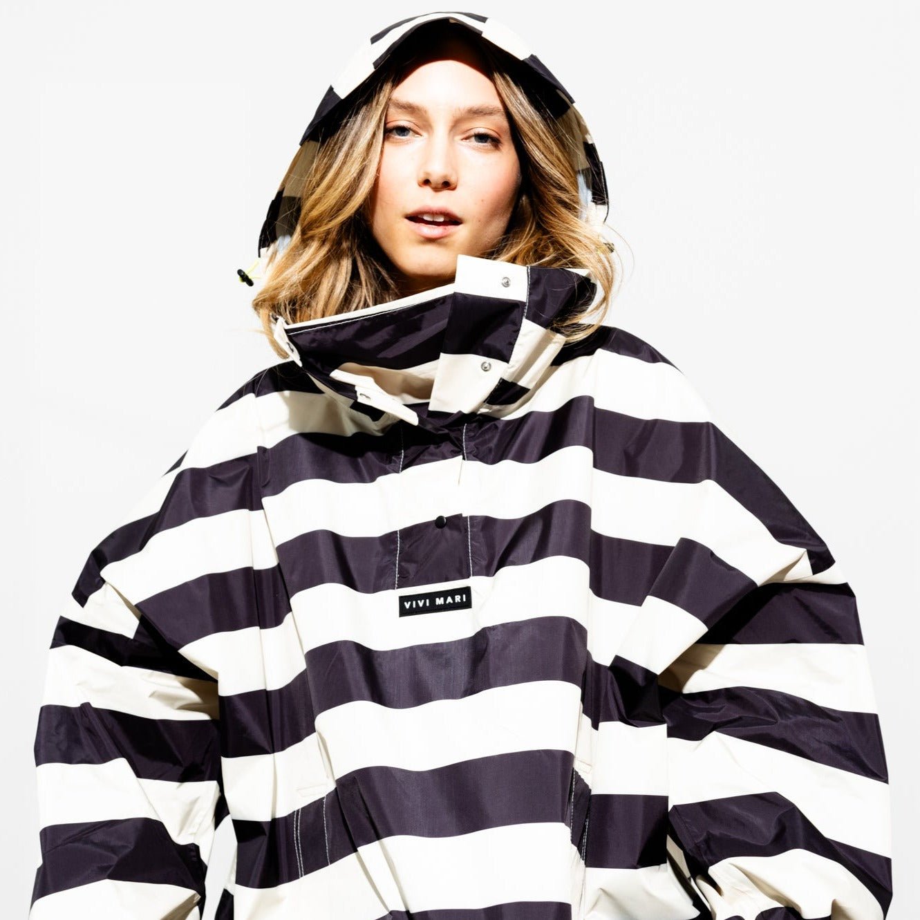 Raincoat bold stripes - black/sand - VIVI MARI