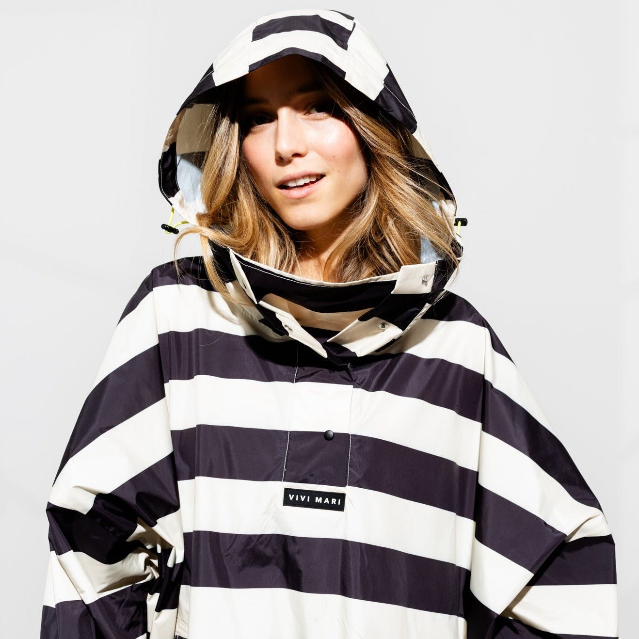Raincoat bold stripes - black/sand - VIVI MARI