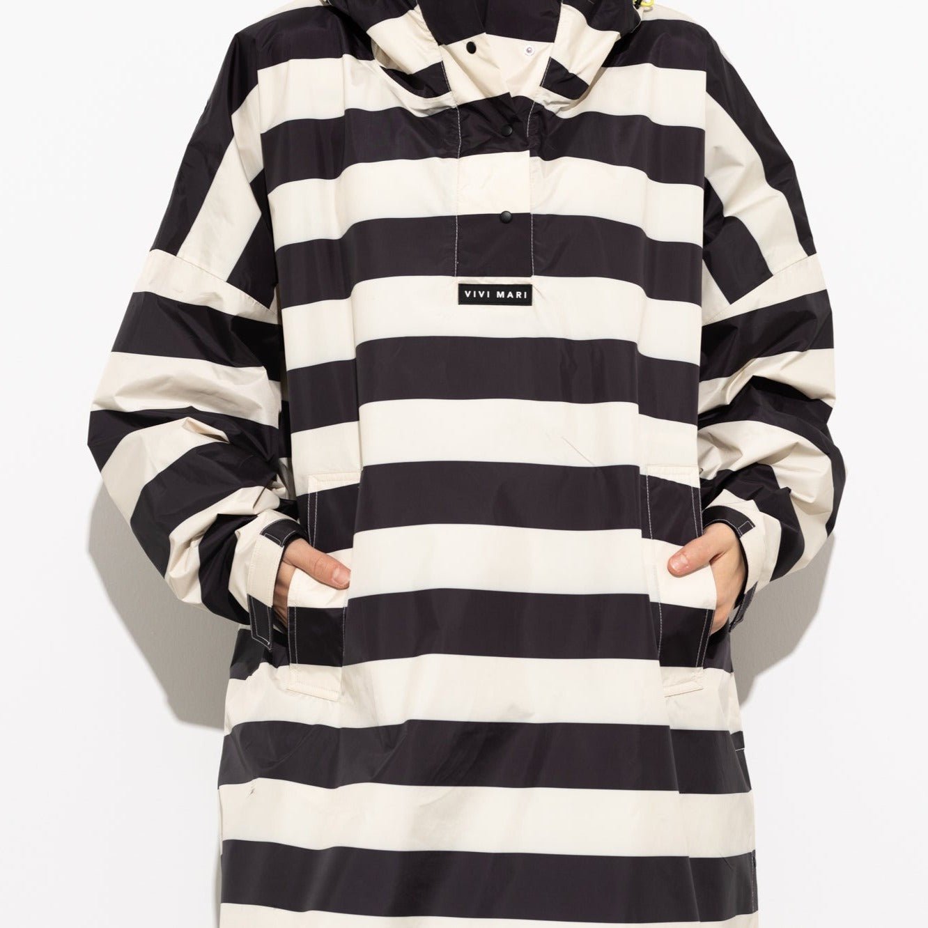 Raincoat bold stripes - black/sand - VIVI MARI