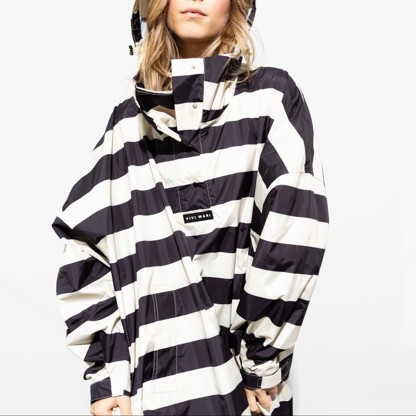 Raincoat bold stripes - black/sand - VIVI MARI