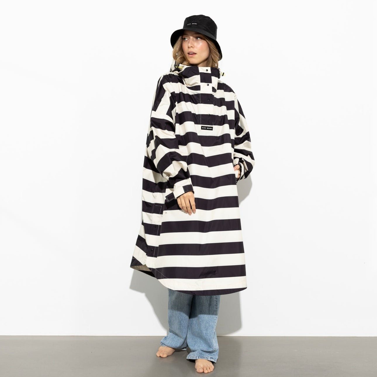 Raincoat bold stripes - black/sand - VIVI MARI