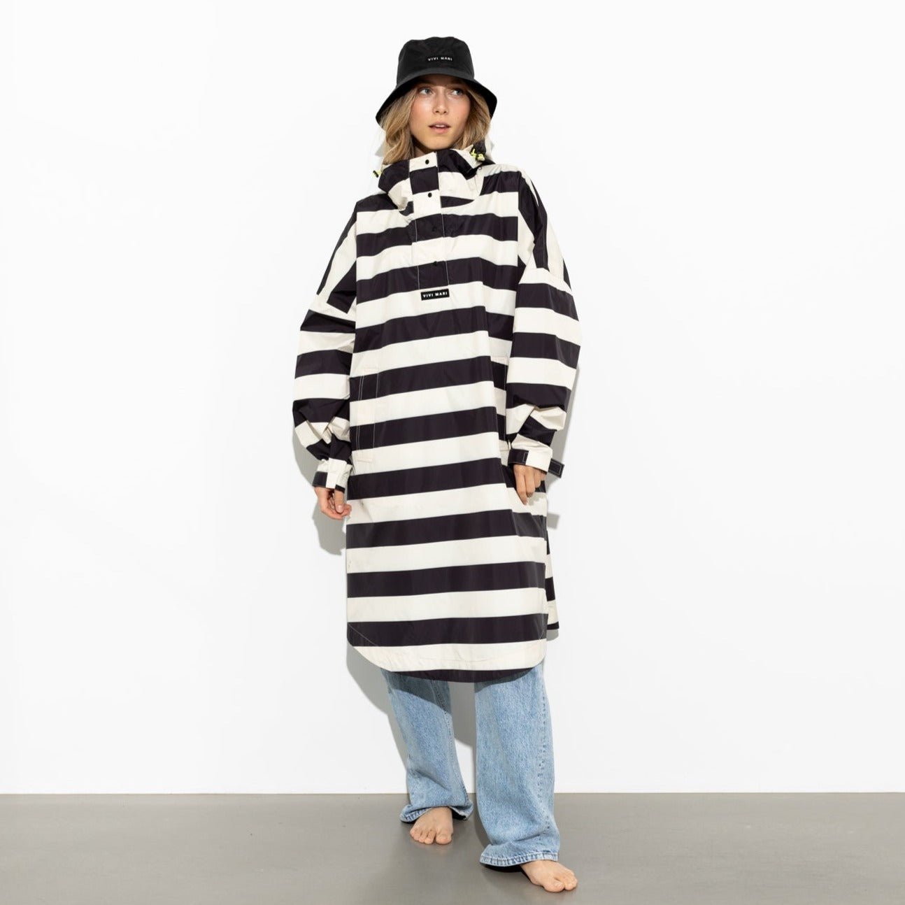 Raincoat bold stripes - black/sand - VIVI MARI