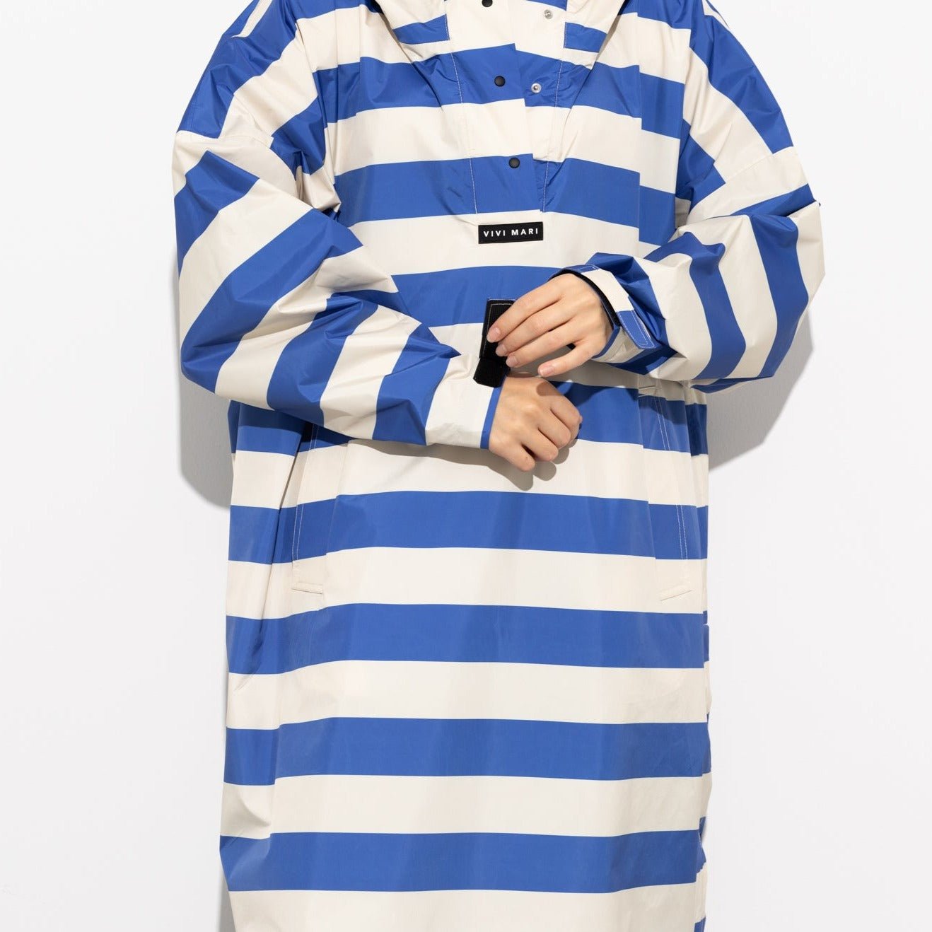 Raincoat bold stripes - blue/sand - VIVI MARI