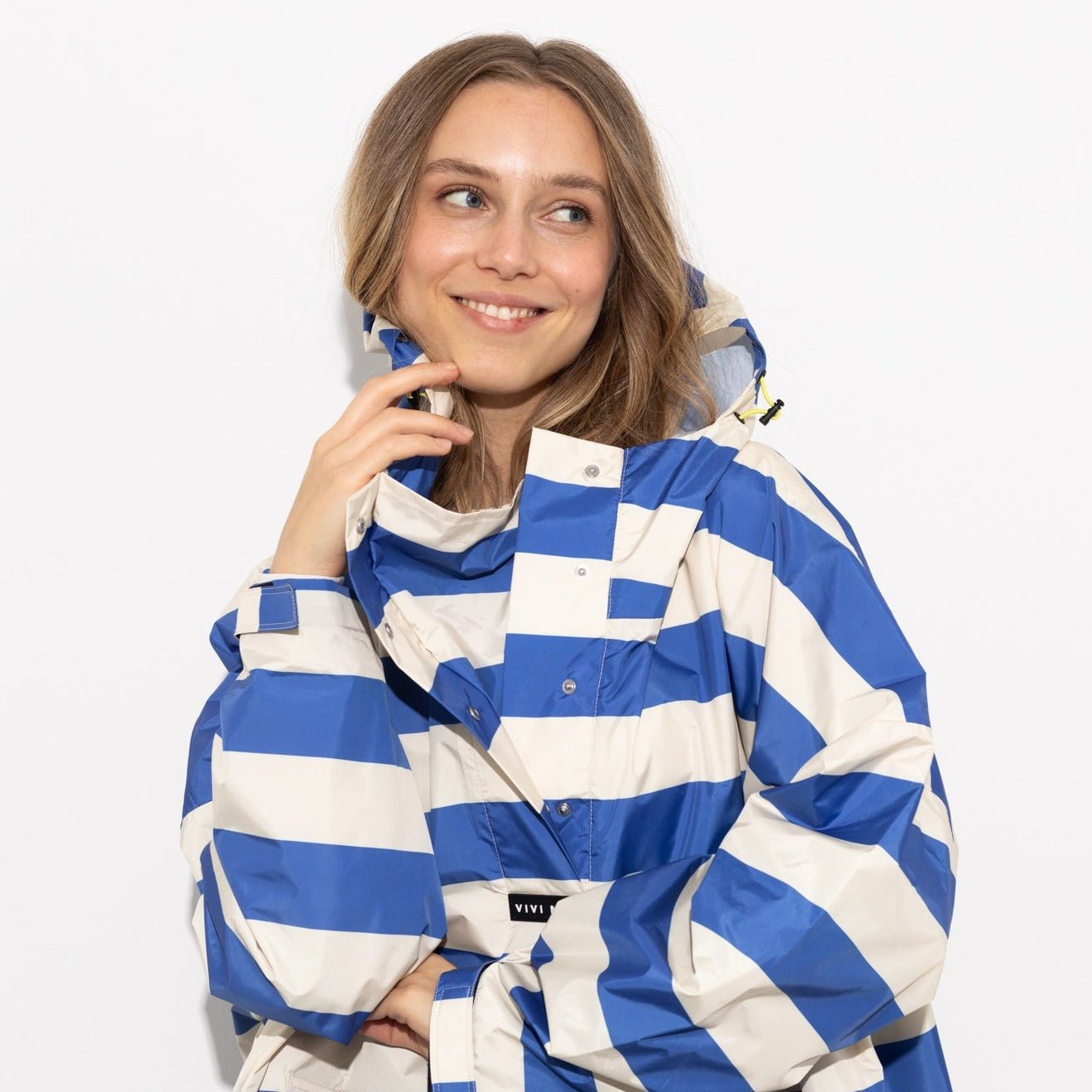 Raincoat bold stripes - blue/sand - VIVI MARI