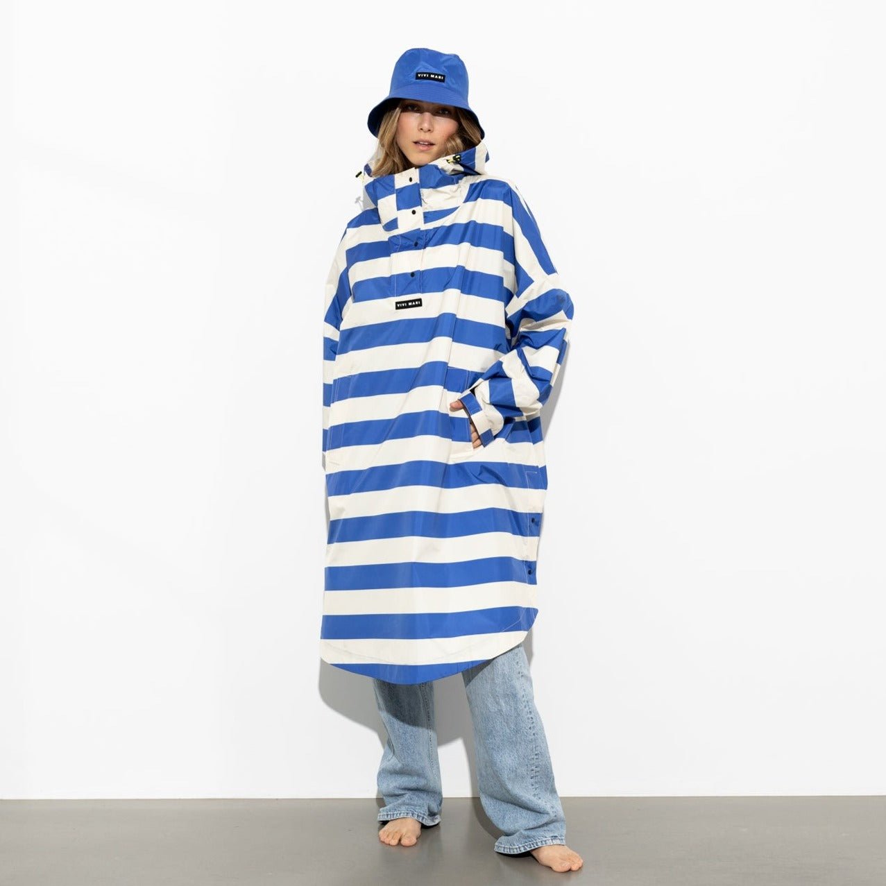 Raincoat bold stripes - blue/sand - VIVI MARI
