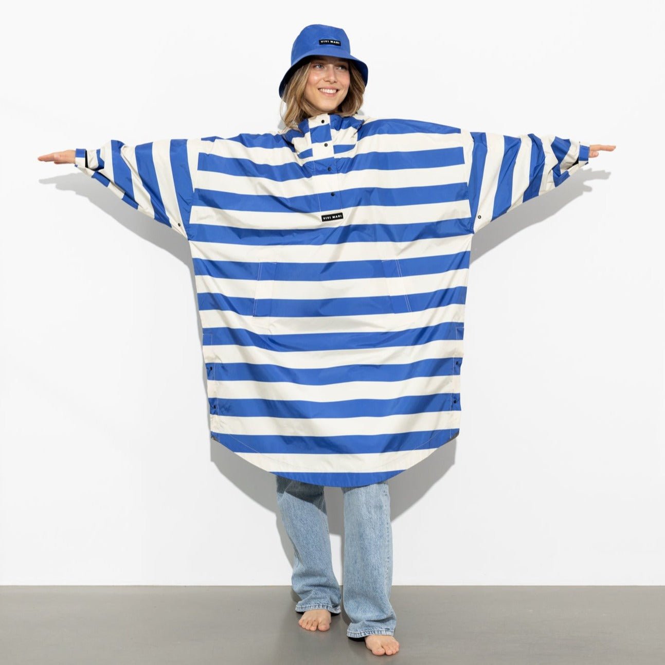 Raincoat bold stripes - blue/sand - VIVI MARI