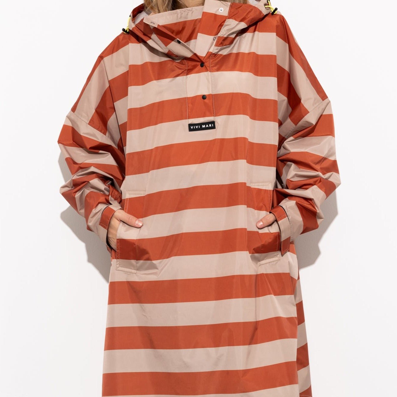 Raincoat bold stripes - cinnamon/latte - VIVI MARI