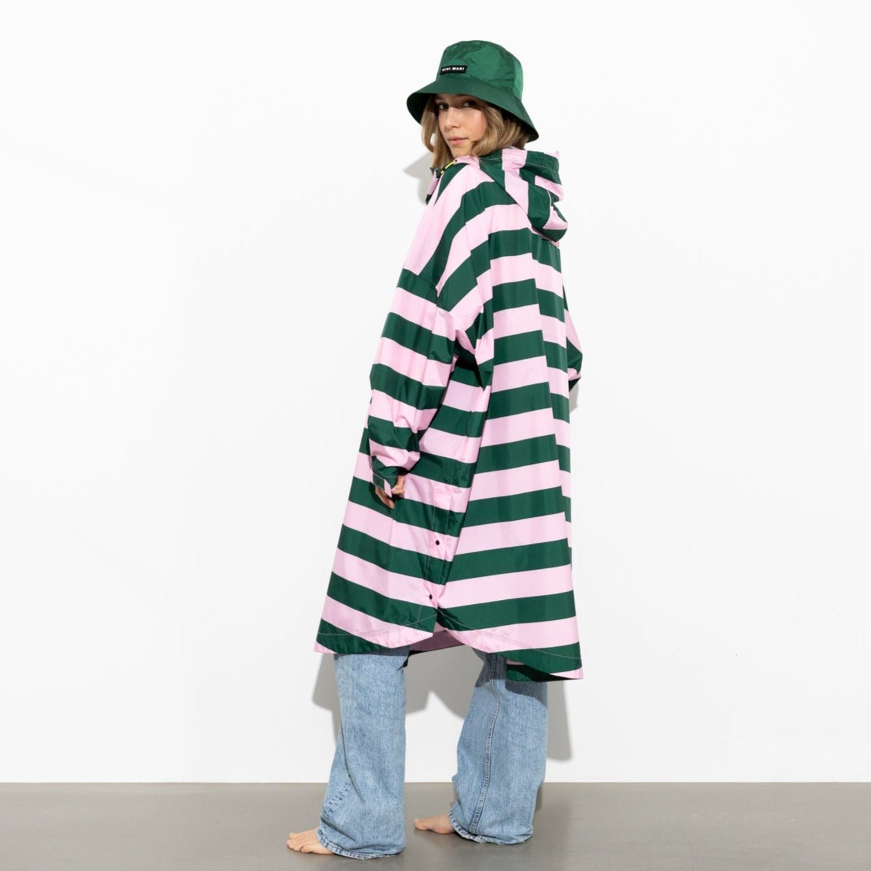 Raincoat bold stripes - green/rosé - VIVI MARI