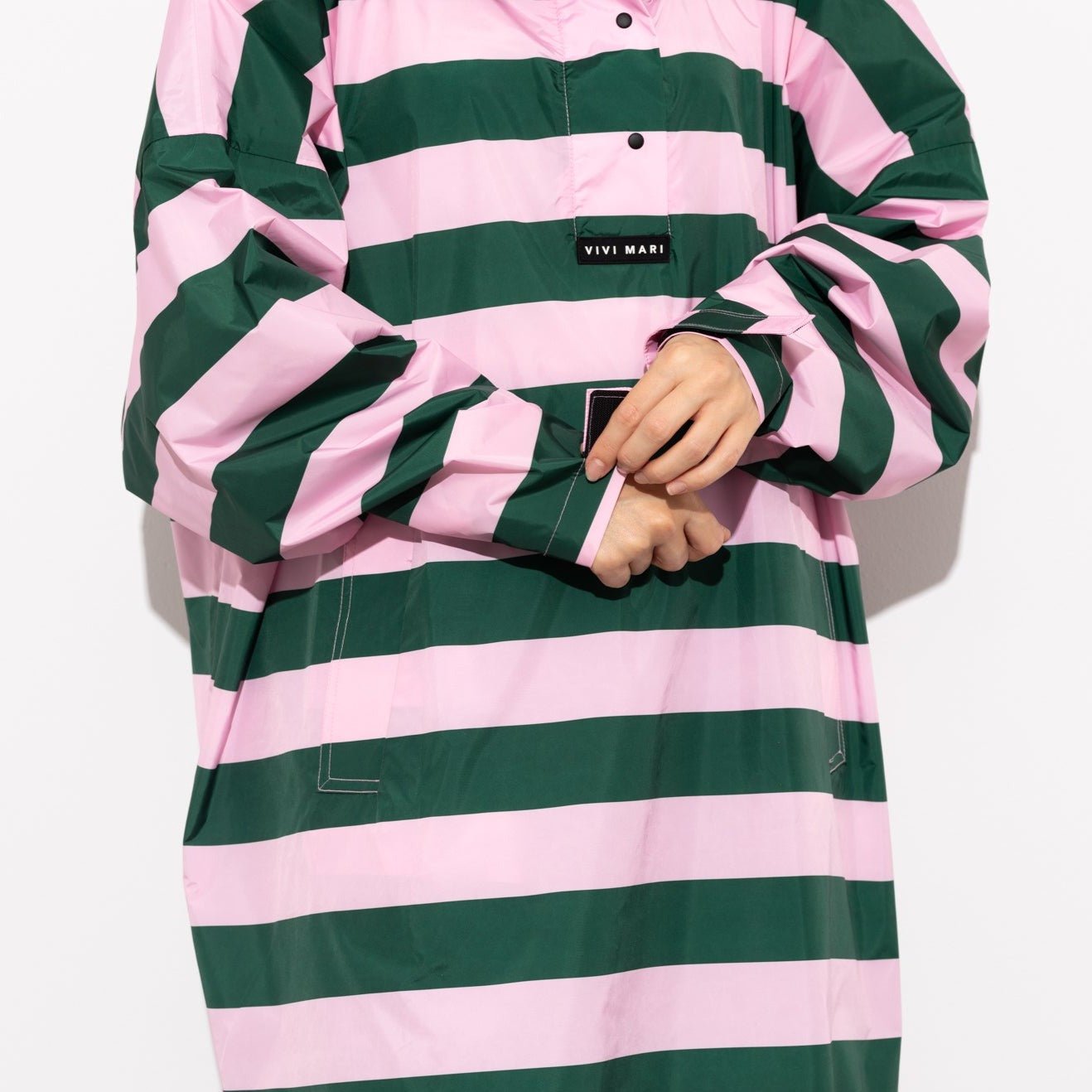 Raincoat bold stripes - green/rosé - VIVI MARI