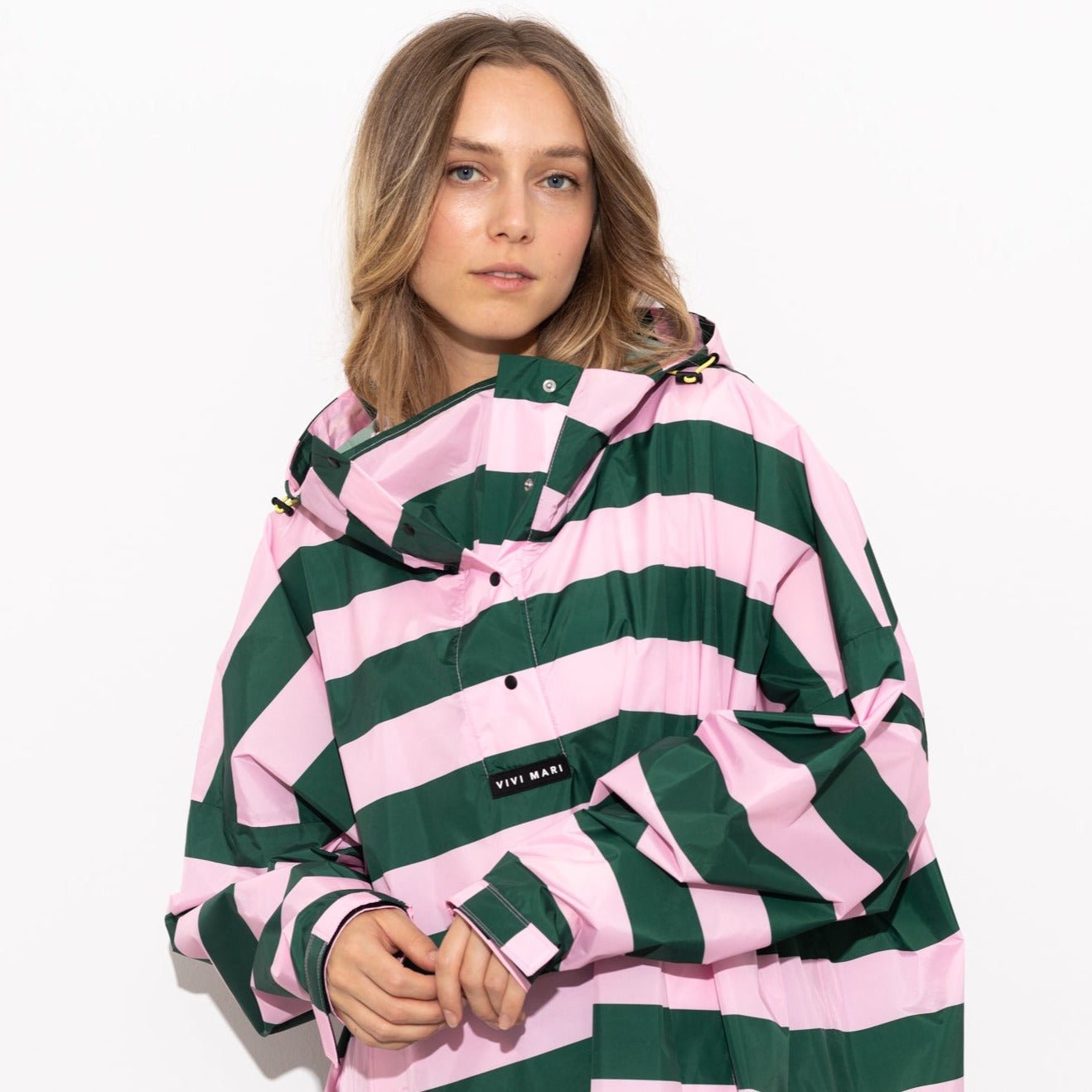 Raincoat bold stripes - green/rosé - VIVI MARI
