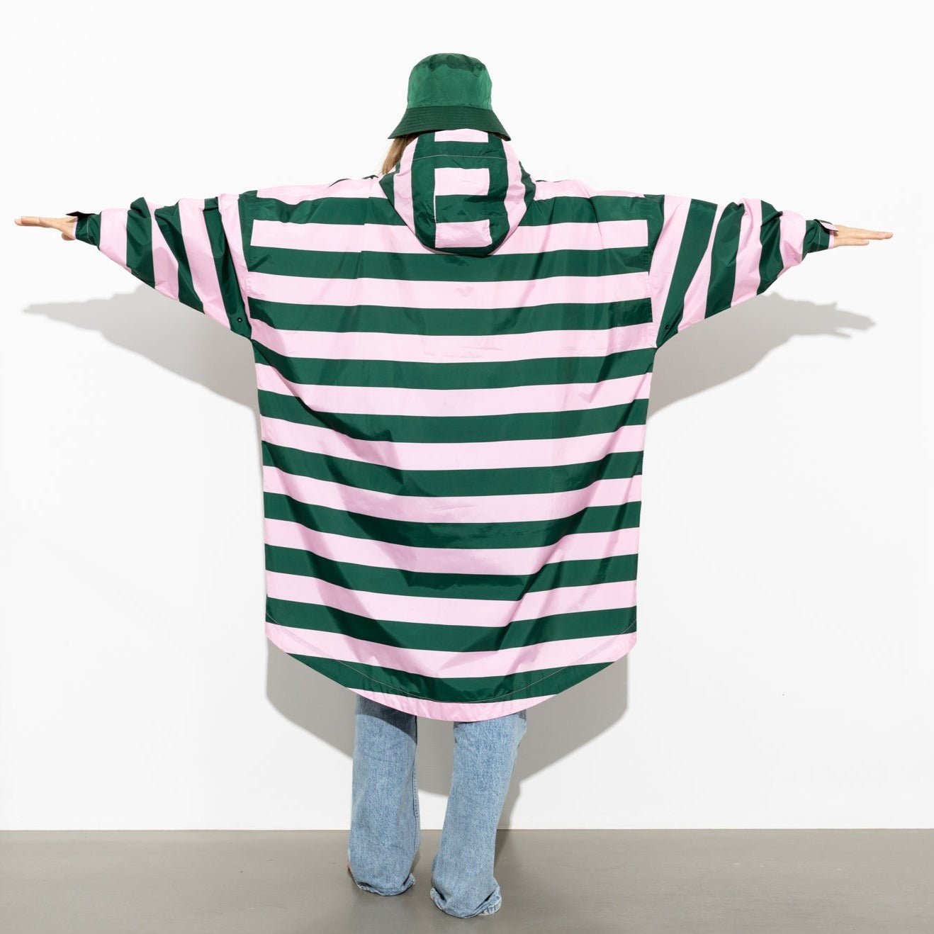 Raincoat bold stripes - green/rosé - VIVI MARI