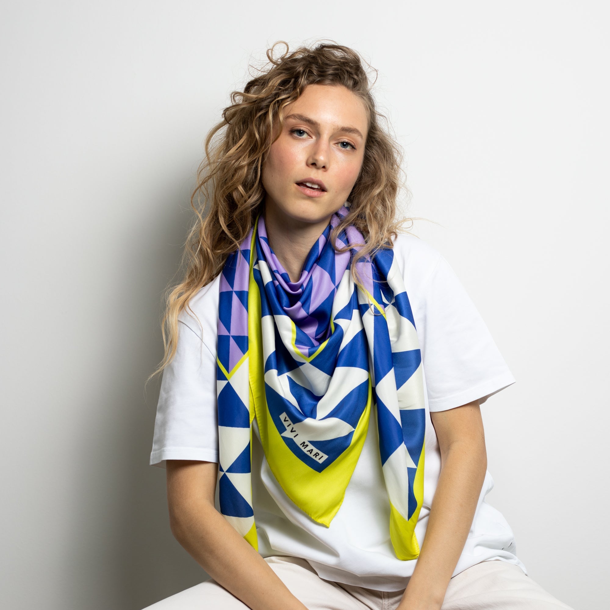 Scarf triangles - navy/lavender - VIVI MARI