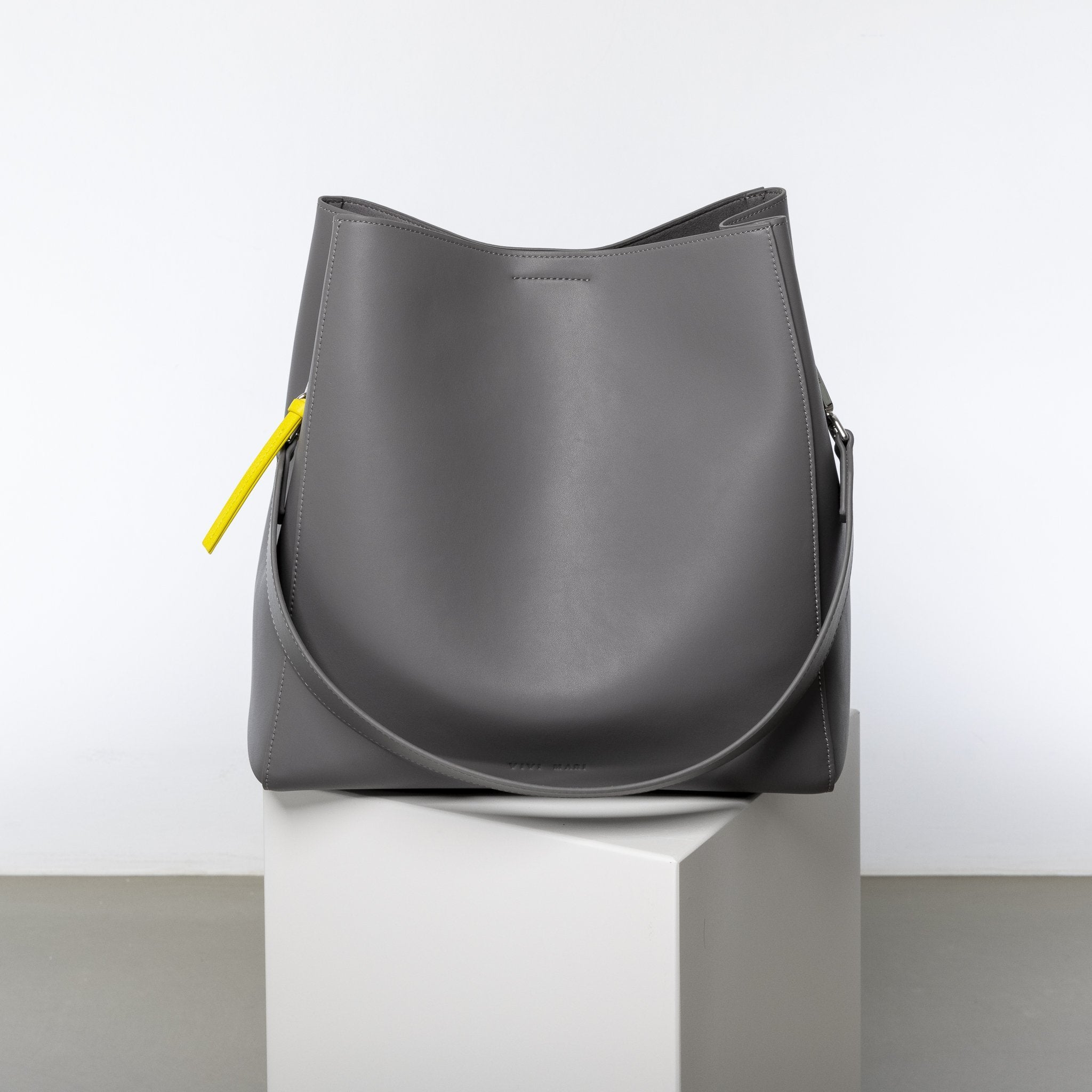 tote bag + strap basic classic - taupe - VIVI MARI