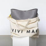 tote bag + strap basic classic - taupe - VIVI MARI