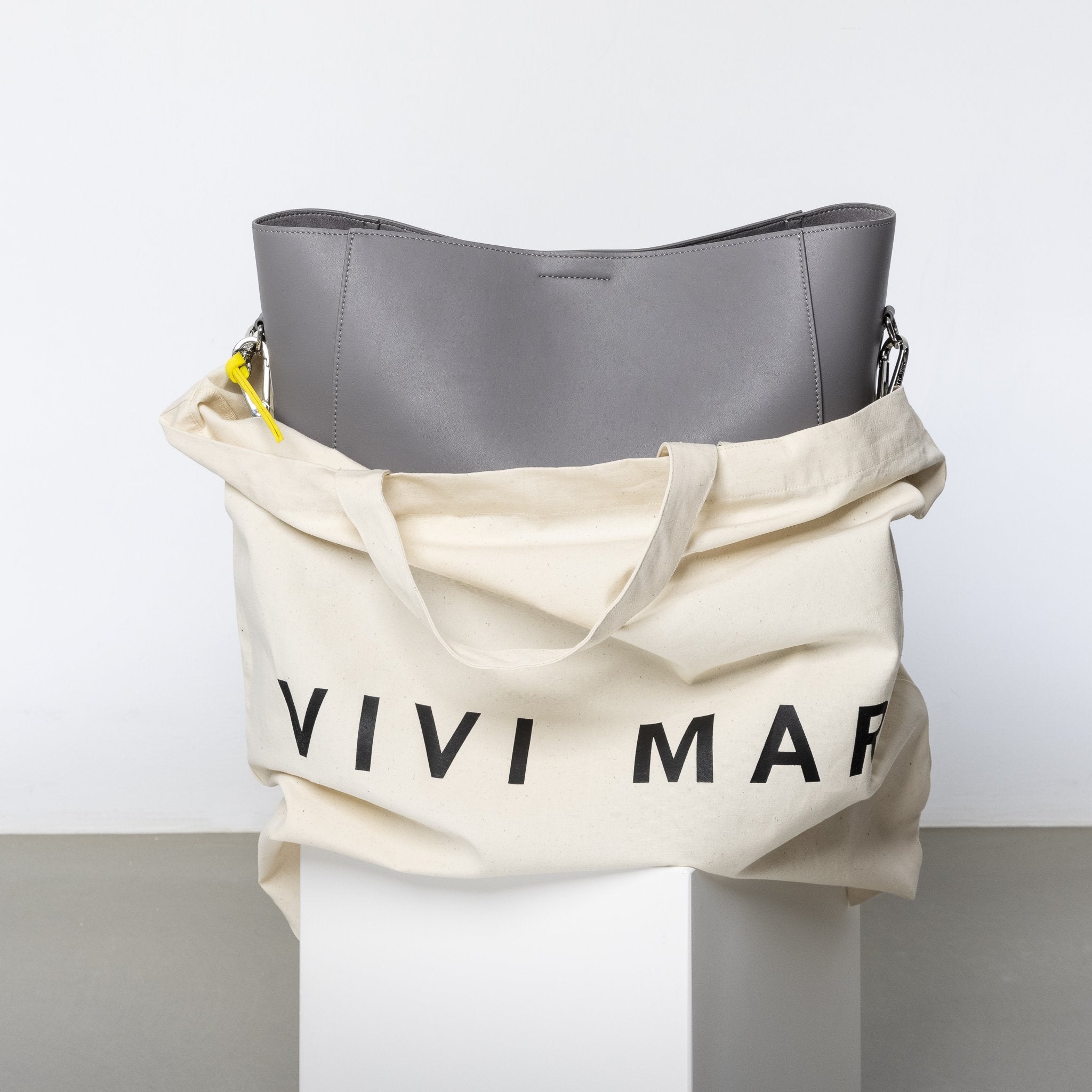 tote bag + strap basic classic - taupe - VIVI MARI