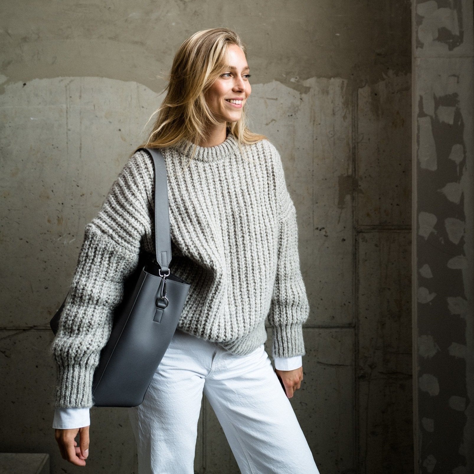 tote bag + strap basic classic - taupe - VIVI MARI